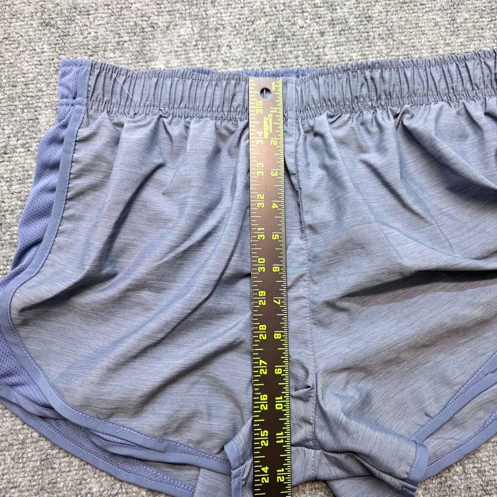 Nike Dri-FIT Women's Large Blue Heathered Running Shorts 3 Inseam Mesh Inset Gym